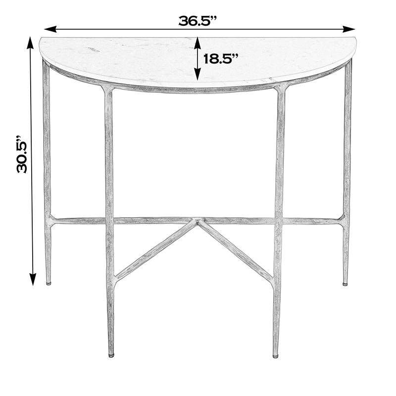 Butler Specialty Company Evelyn Marble and Iron Demilune Console Table - Ivory