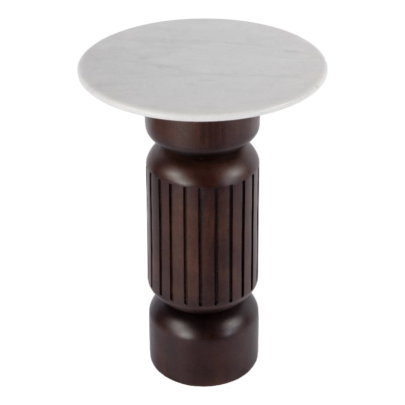 Butler Specialty Company Nala Marble and Wood Side Table - White/Light Beige