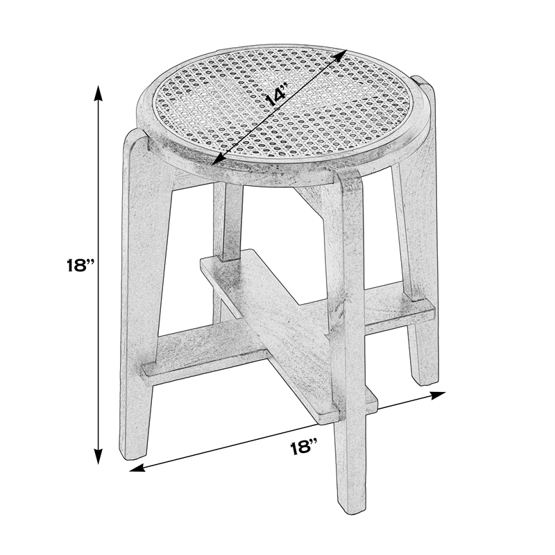 Butler Specialty Company Dryden Round Cane and Wood Stool - Brown
