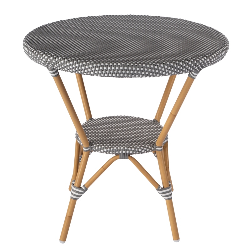 Butler Specialty Company Tobias Outdoor Rattan Metal Bistro Table - Gray/White