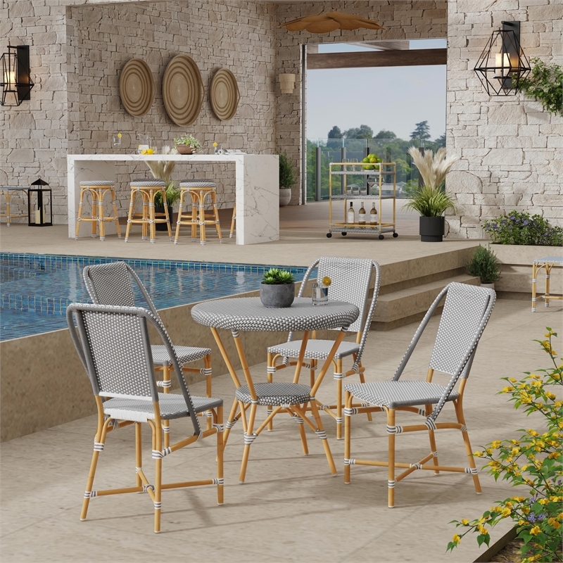 Butler Specialty Company Tobias Outdoor Rattan Metal Bistro Table - Gray/White