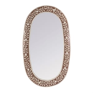 Butler Specialty Company Trubadur 40&quotW x 24&quotH Oval Bone Inlay Wall Mirror -Brown