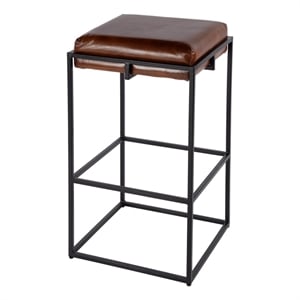 Butler Specialty Company Eldridge 31 in. Seat Height Leather Bar Stool in Brown