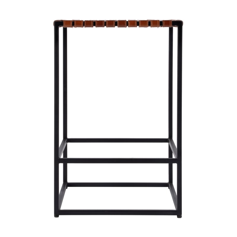 Butler Specialty Company Lowell 24 in Seat Height Leather Counter Stool in Brown
