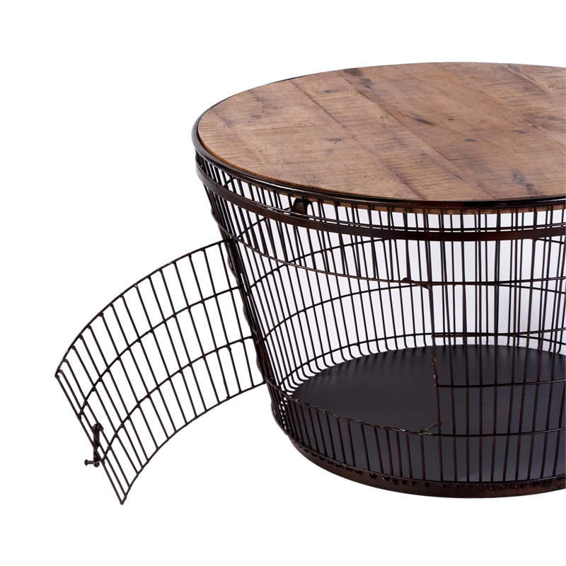 Butler Specialty Company Fulton 28 in. W Round Iron and Wood Coffee Table-Brown