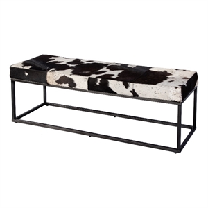Butler Specialty Company Stinson 54&quotW Leather-Iron Accent Bench - Black & White