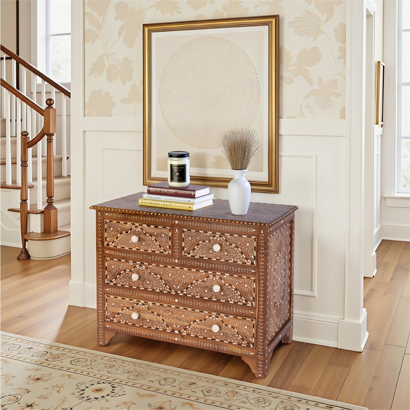 Butler Specialty Company Rashmi 40 in. W Bone 4 Drawer Accent Chest - Brown