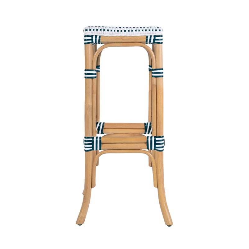 Butler Specialty Company Laguna 30.5 in. Seat Height Rattan Bar Stool - White and Navy