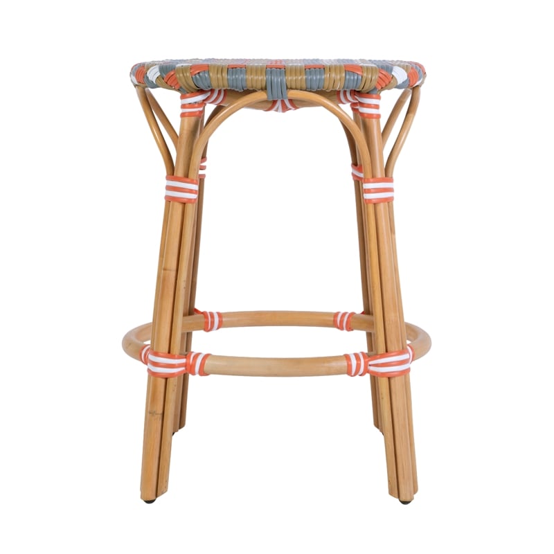 Butler Specialty Company Ballito 24 in. Seat Height Oval Rattan Counter Stool - Orange and Brown