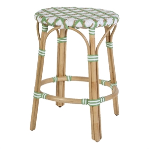 Butler Specialty Company Ballito 24 in. Seat Height Oval Rattan Counter Stool - White and Green