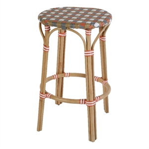 Butler Specialty Company Ballito 30 in. Seat Height Oval Rattan Bar Stool - Orange and Brown