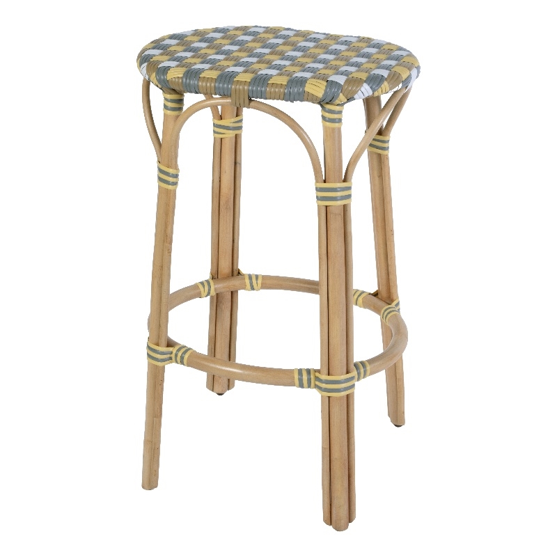 Butler Specialty Company Ballito 30 in. Seat Height Oval Rattan Bar Stool - Yellow and Brown