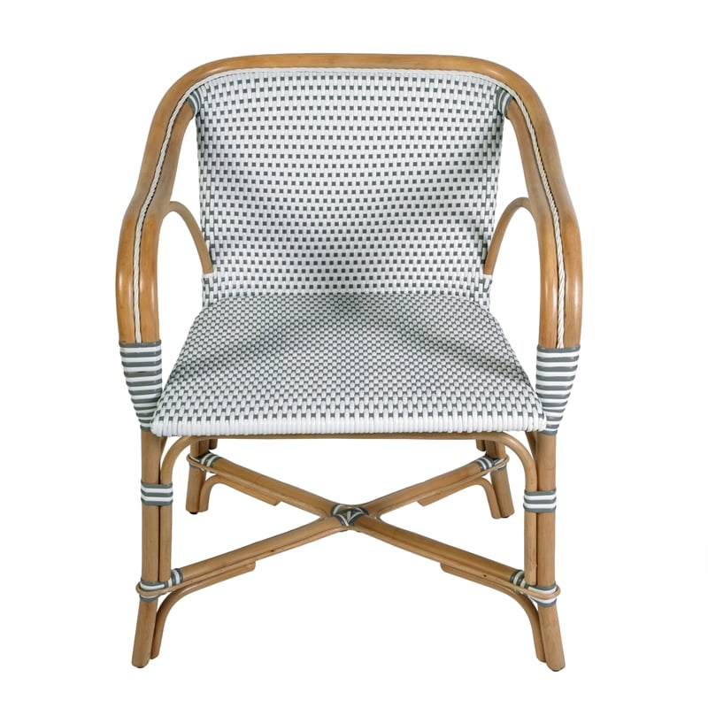 Butler Specialty Company Portofino 18.75 in. Seat Height Rattan Arm Chair - White and Gray