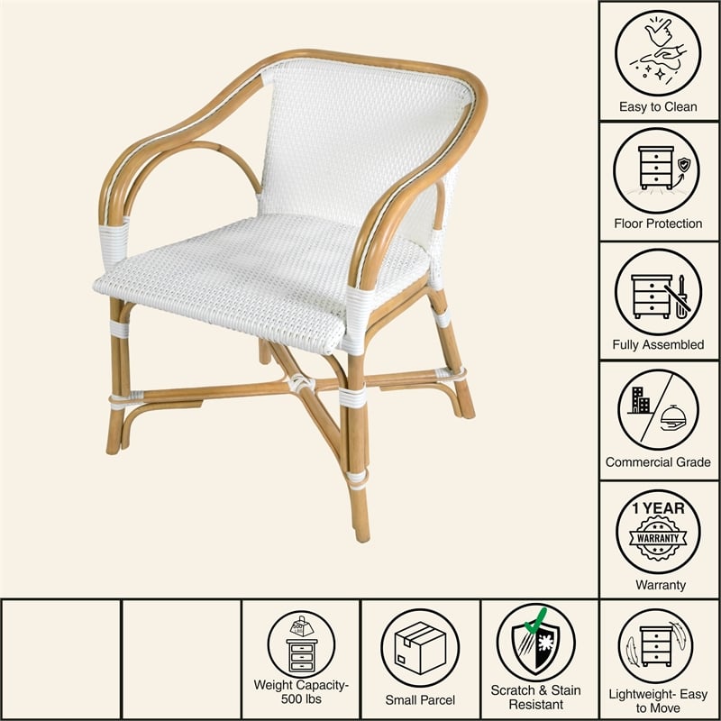 Butler Specialty Company Portofino 18.75 in. Seat Height Rattan Arm Chair - Smooth White