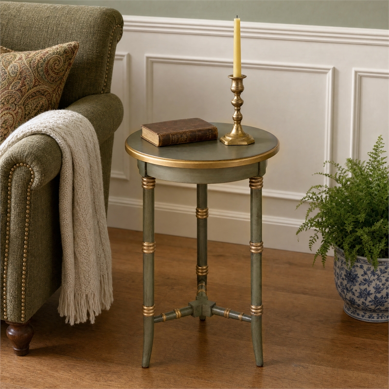 Butler Specialty Company Isla 16 in. W Round Wood 3 Leg Side Table - Pastel Green