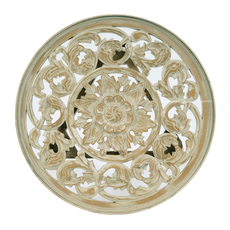 Butler Specialty Company Pisa 17.75 in. W Round Wood and Glass Accent Table - White