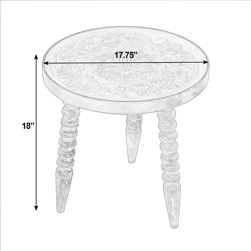 Butler Specialty Company Pisa 17.75 in. W Round Wood and Glass Accent Table - White