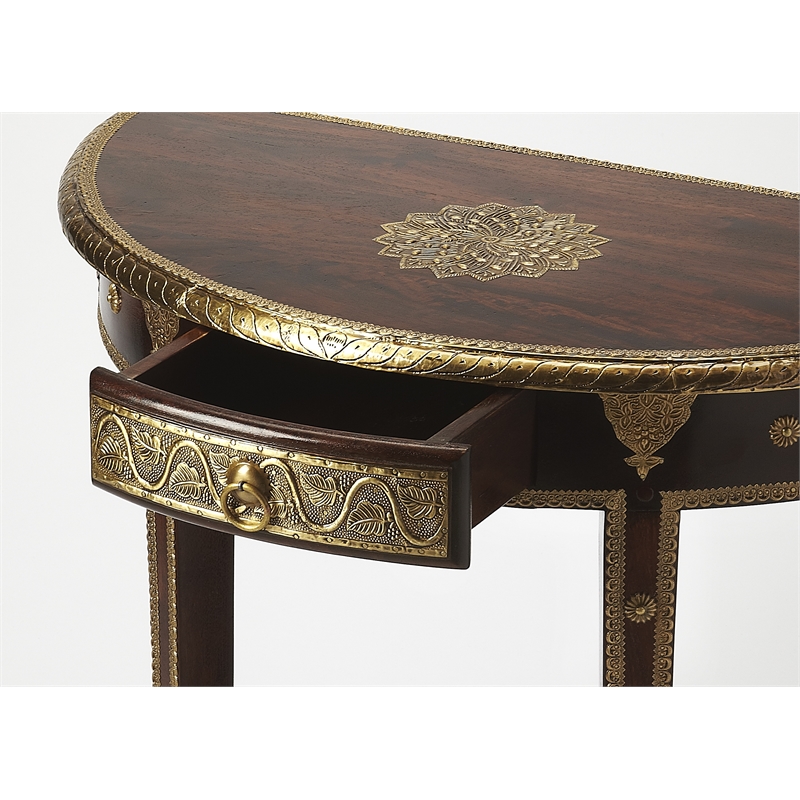 Butler Specialty Artifacts Demilune Console Wood Table In Dark Brown