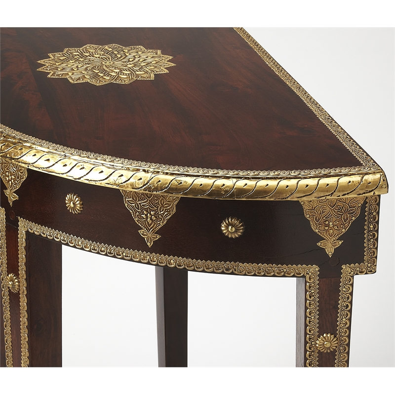 Butler Specialty Artifacts Demilune Console Wood Table In Dark Brown