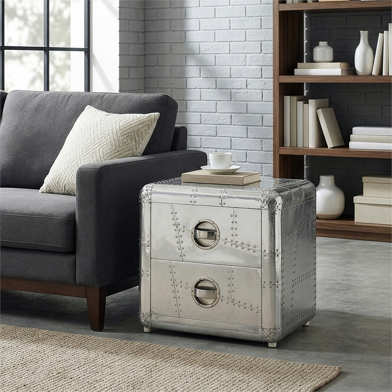 Butler Specialty Industrial Chic Midway Aviator Side Table In Silver