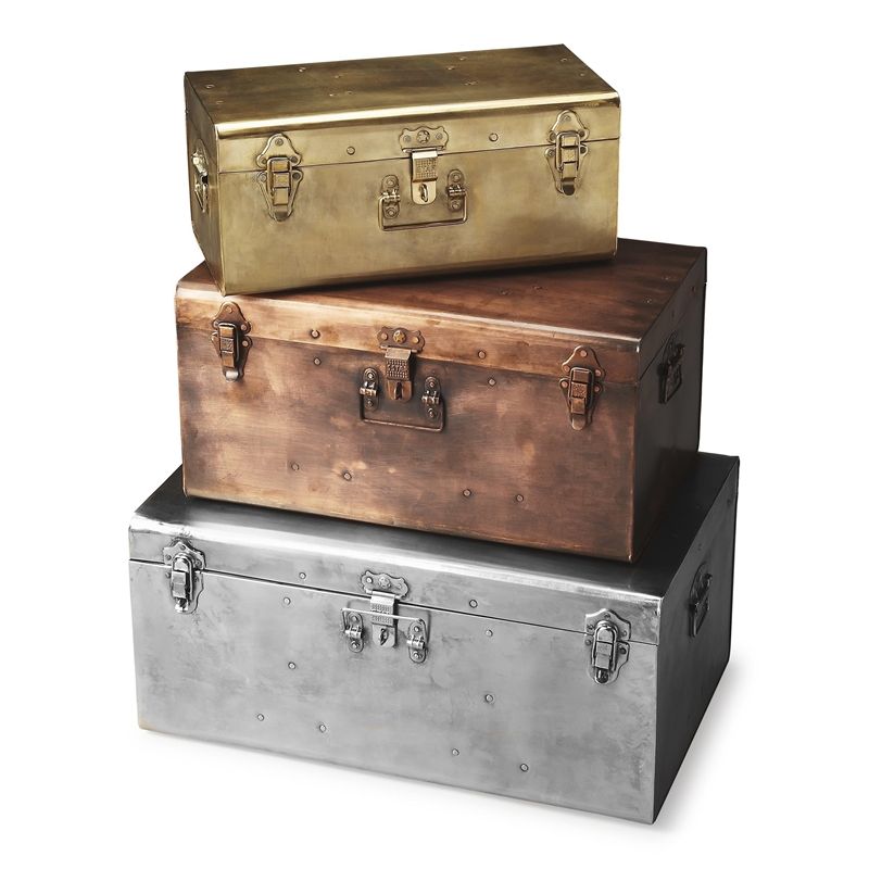 Butler Specialty Hors D'Oeuvres Spirit 3 Piece Iron Storage Trunk Set