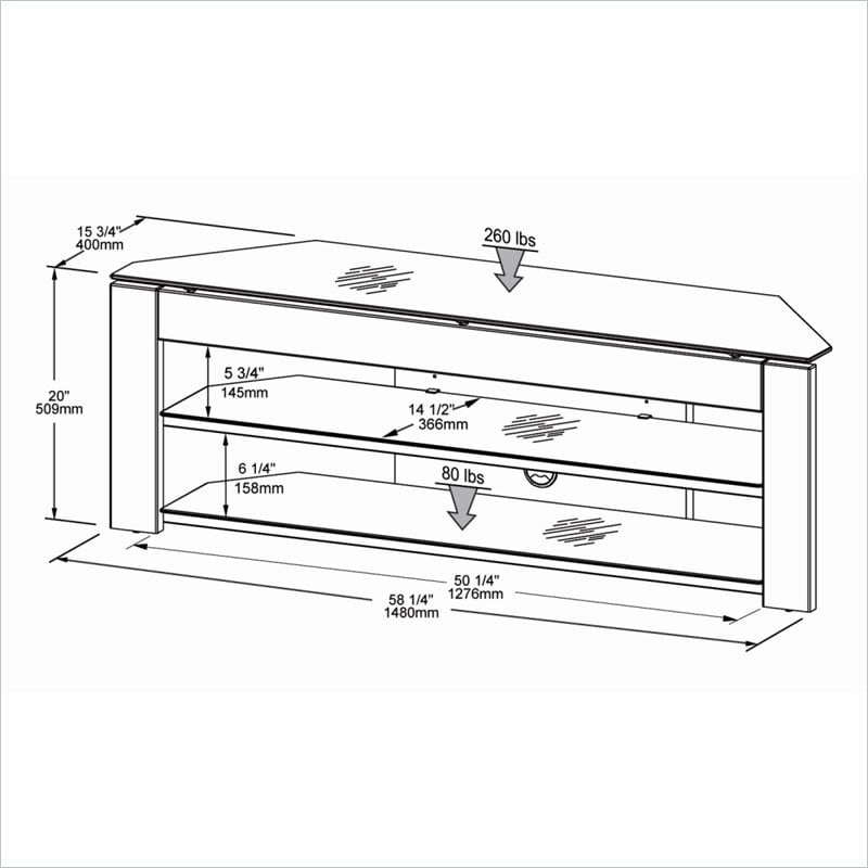 tech craft monaco 58 inch metal and glass tv stand in high gloss black 