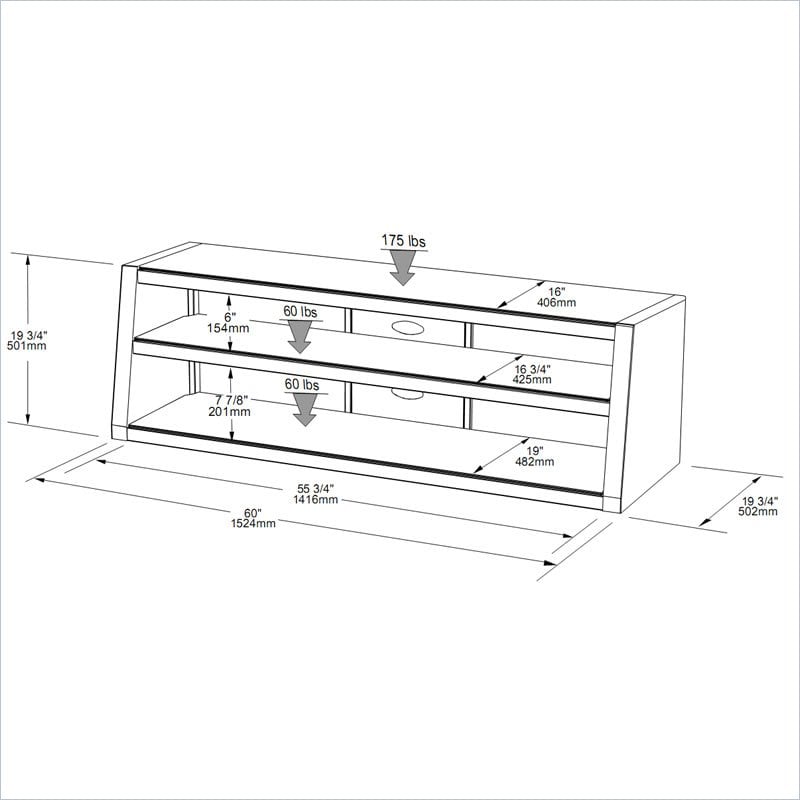 Tech Craft Monaco Series 60 Wide Plasma/LCD Walnut Finish TV Stand 