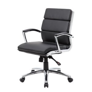 Boss Office CaressoftPlus Executive Mid-Back Chair in Black