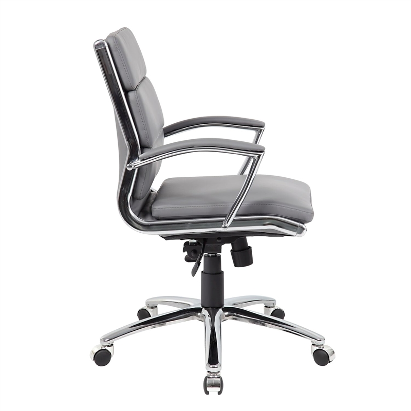 Boss Office CaressoftPlus Executive Mid-Back Chair in Gray
