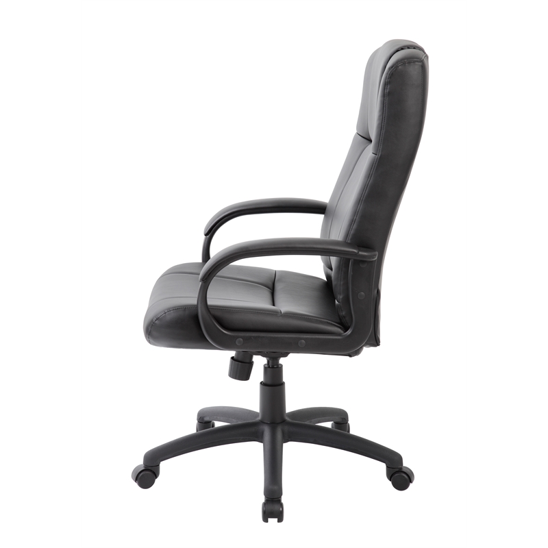 Boss Office Products Caressoftplus Vinyl Executive High Back Chair in Black