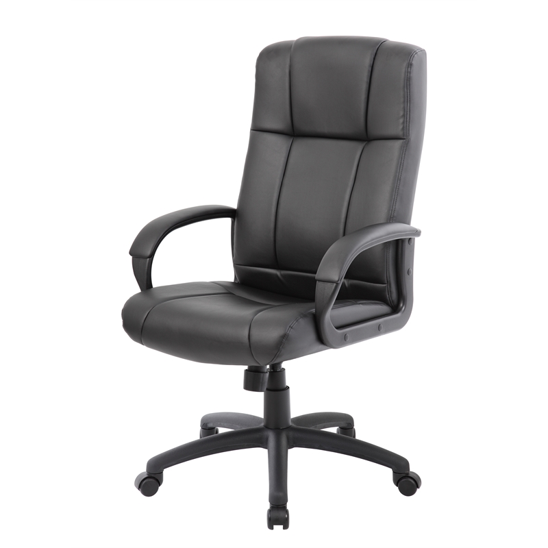 Boss Office Products Caressoftplus Vinyl Executive High Back Chair in Black