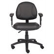 Boss Office Products Leather Deluxe Posture Chair with Adjustable Arms in Black