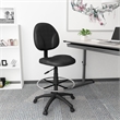 Boss Office Products Stand Up Fabric Drafting Stool with Foot Rest in Black