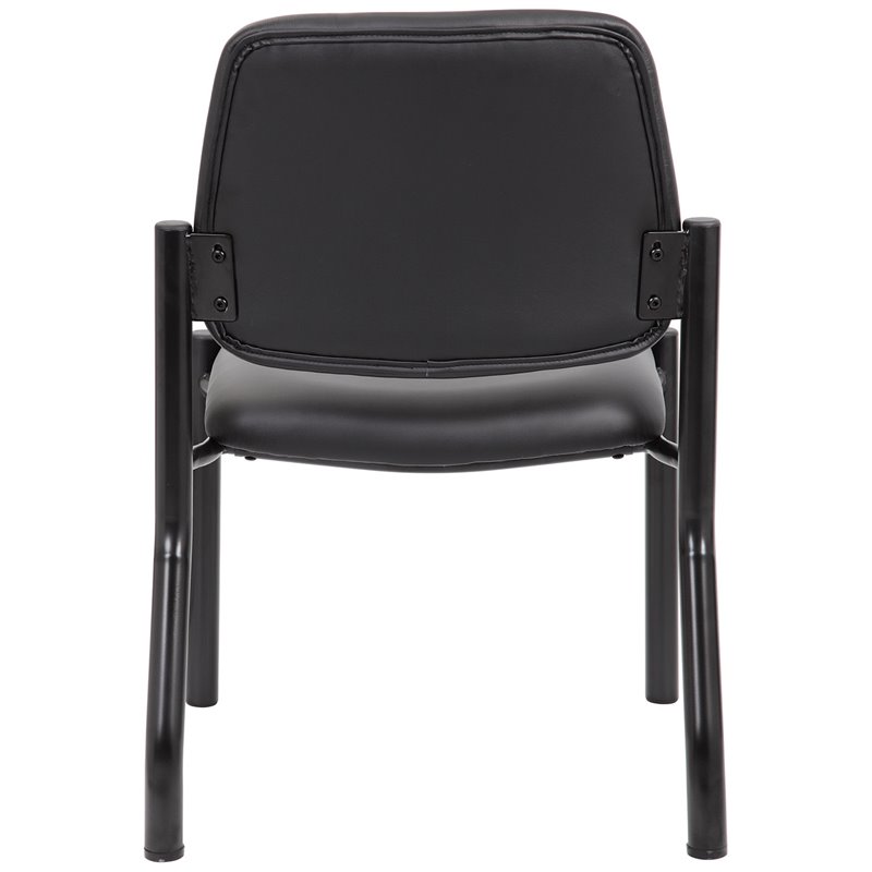 Boss Office Big and Tall Faux Leather Guest Chair in Black