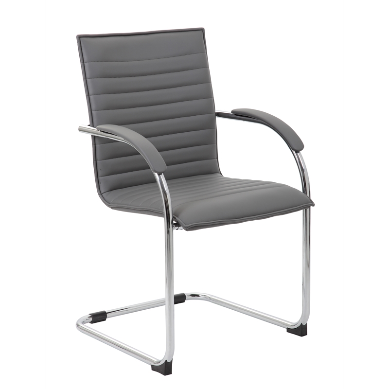 Boss Office Faux Leather Office Chair in Gray (Set of 2)