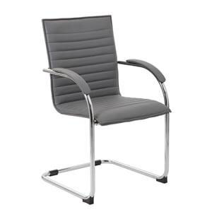 Boss Office Faux Leather Office Chair in Gray (Set of 2)