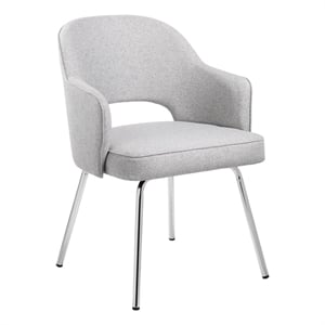 Black CaressoftPlus Modern Side to Dining Chair in Gray Linen