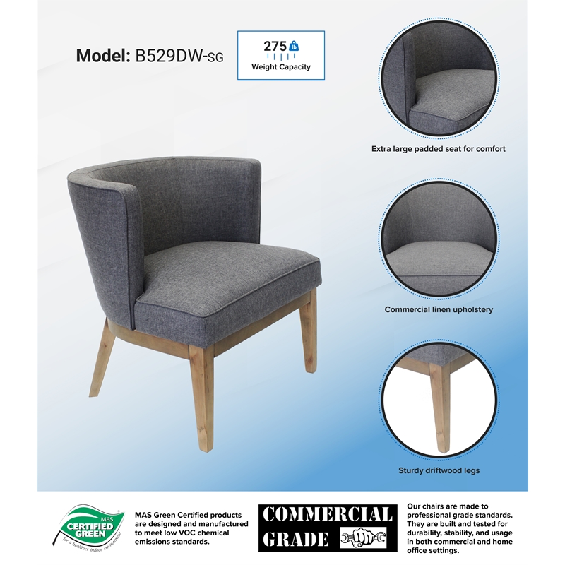 Boss Office Ava Accent Chair in Slate Grey