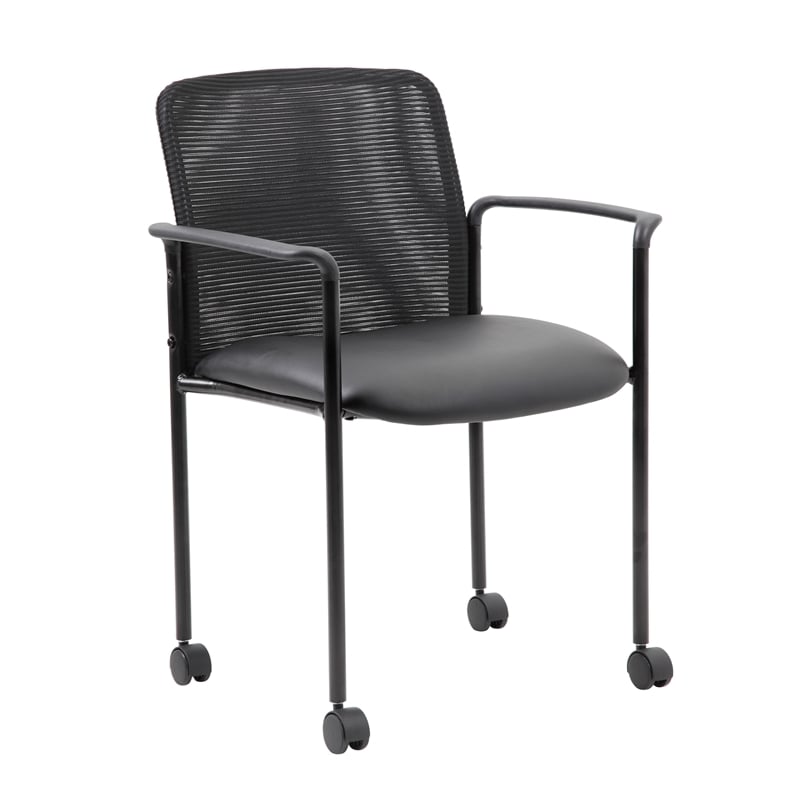 Boss Office Mesh Guest Chair with Casters in Black
