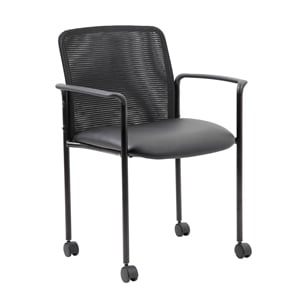 Boss Office Mesh Guest Chair with Casters in Black