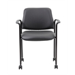 Boss Office Square Back  Diamond Stacking Chair with Arm In Black Caressoft