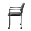 Boss Office Square Back  Diamond Stacking Chair with Arm In Black Caressoft