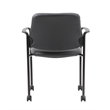 Boss Office Square Back  Diamond Stacking Chair with Arm In Black Caressoft
