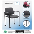 Boss Office Square Back  Diamond Stacking Chair with Arm In Black Caressoft