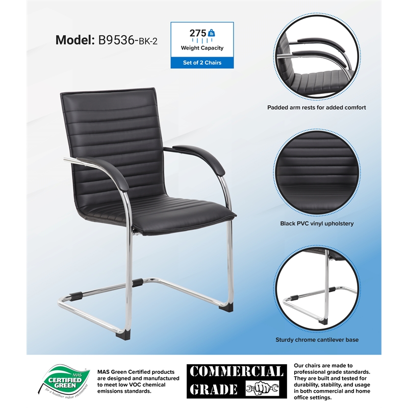 Boss Office Chrome Frame Side Chair (2 Pack)