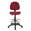 Boss Office Contoured Comfort Rolling Fabric Drafting Stool in Burgundy