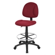 Boss Office Contoured Comfort Rolling Fabric Drafting Stool in Burgundy