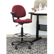 Boss Office Contoured Comfort Fabric Drafting Stool with Arms in Burgundy