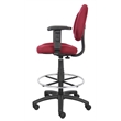 Boss Office Contoured Comfort Fabric Drafting Stool with Arms in Burgundy