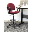 Boss Office Contoured Comfort Fabric Drafting Stool with Loop Arms in Burgundy